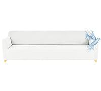 Poligino Copridivano 4 Posti, Copridivano impermeabile estensibile, Protege divani con braccioli, poliestere, bianco, 4 posti, 230-250 cm
