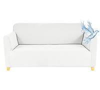 Poligino Copridivano a 2 piazze, copridivano impermeabile estensibile, protege divani con braccioli, colore: bianco