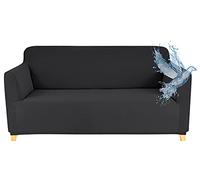 Poligino Copridivano a 2 posti, colore: Grigio scuro, fodera per divano impermeabile estensibile, protege divani con braccioli