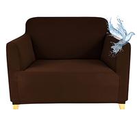 Poligino Copripoltrona 1 Posto con Braccioli | Copridivano Impermeabile | Elasticizzato | AntiGraffio Gatto | Universale | Copridivano Indispensabile per Animali Domestici (1 Posto, Marrone)