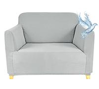 Poligino Copripoltrona 1 Posto con Braccioli | Copridivano Impermeabile | Elasticizzato | AntiGraffio Gatto | Universale | Copridivano Indispensabile per Animali Domestici (1 Posto, Grigio Chiaro)