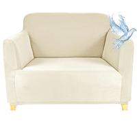 Poligino Copripoltrona 1 Posto con Braccioli | Copridivano Impermeabile | Elasticizzato | AntiGraffio Gatto | Universale | Copridivano Indispensabile per Animali Domestici (1 Posto, Bianco Crema)