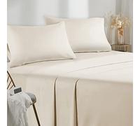 Poligino Lenzuola Matrimoniali 150 - Completo Lenzuola 4 Pezzi in Microfibre - Lenzuolo con Angoli - Lenzuola Sopra - 2 Federa 50x80 - Lenzuola Matrimoniali 150x190/200cm Beige