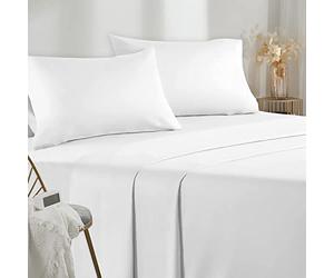 Poligino Lenzuola Matrimoniali 150x190/200cm - Completo Lenzuola 4 Pezzi in Microfibre - Lenzuolo con Angoli - Lenzuola Sopra - 2 Federa 50x80 - Bianco