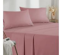 Poligino Lenzuola Matrimoniali 180 - Completo Lenzuola 4 Pezzi in Microfibre - Lenzuolo con Angoli - Lenzuola Sopra - 2 Federa 50x80 - Lenzuola Matrimoniali 180x190/200cm Rosa Scuro