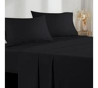 Poligino Lenzuola Una Piazza e Mezza 120 - Completo Lenzuola 3 Pezzi in Microfibre - Lenzuolo con Angoli - Lenzuola Sopra - 1 Federa 50x80 - Lenzuola Una Piazza e Mezza 120x190/200cm Nero