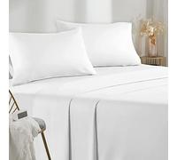 Poligino Lenzuola Una Piazza e Mezza 135x190/200cm - Completo Lenzuola 4 Pezzi in Microfibre - Lenzuolo con Angoli - Lenzuola Sopra - 2 Federa 50x80 - Bianco