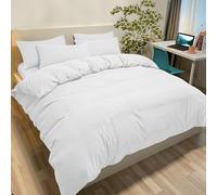 Poligino Set Copripiumino Matrimoniale 240x220 CM (2 Federa 50x80) Monocromatico in Microfibra Bianco, Morbido ed Ipoallergenico, Federa 50x80 CM
