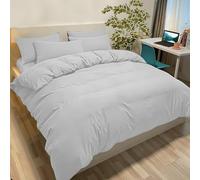Poligino Set Copripiumino Matrimoniale 250x200 CM (2 Federa 50x80) Monocromatico in Microfibra Grigio Chiaro, Morbido ed Ipoallergenico, Inclusa Federa 50x80 cm