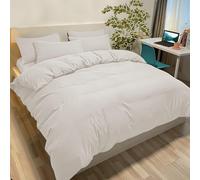 Poligino Set Copripiumino Matrimoniale 260x240 CM (2 Federe 65x65) Monocromatico in Microfibra Beige, Morbido ed Ipoallergenico, Inclusa Federa 65x65 cm