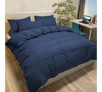 Poligino Set Copripiumino Una Piazza e Mezza 200x200 CM (2 Federe 65x65) Monocromatico in Microfibra Blu, Morbido ed Ipoallergenico, Inclusa Federe 65x65 cm