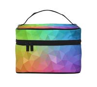 Poligonale multicolore composta da triangoli arcobaleno, Borsa per il trucco Borsa per cosmetici Borsa da viaggio portatile da viaggio Astuccio per matite