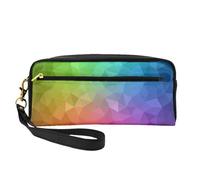 Poligonale multicolore composta da triangoli arcobaleno, Borsa per il trucco Borsa per cosmetici Borsa da viaggio portatile da toilette Astuccio in pelle per donne e ragazze