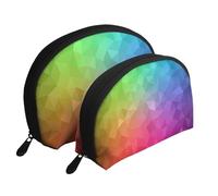 Poligonale multicolore composta da triangoli arcobaleno, Borsa per trucco a conchiglia Portamonete da donna Borsa da toilette piccola Borsa per cosmetici 2 pezzi
