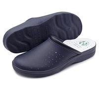 Poligono Ciabatte Sanitarie Anatomiche Uomo e Donna, Scarpe Pantofole Ortopediche Confortevoli con Tomaia in Vera Pelle Traforata, MADE IN ITALY, Blu (Uomo) 41