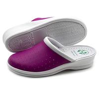 Poligono Ciabatte Sanitarie Anatomiche Uomo e Donna, Scarpe Pantofole Ortopediche Confortevoli con Tomaia in Vera Pelle Traforata, MADE IN ITALY, Fucsia (Donna) 35