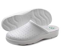 Ciabatte Sanitarie Anatomiche Uomo e Donna, Scarpe Pantofole Ortopediche Confortevoli con Tomaia in Vera Pelle Traforata, MADE IN ITALY, Bianco (Uomo) 44
