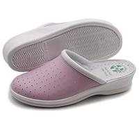 Poligono Ciabatte Sanitarie Anatomiche Uomo e Donna, Scarpe Pantofole Ortopediche Confortevoli con Tomaia in Vera Pelle Traforata, MADE IN ITALY, Rosa (Donna) 39