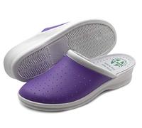 Poligono Ciabatte Sanitarie Anatomiche Uomo e Donna, Scarpe Pantofole Ortopediche Confortevoli con Tomaia in Vera Pelle Traforata, MADE IN ITALY, Viola (Donna) 39