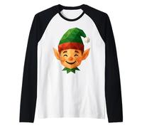 Poligono Geometrico a Basso Contenuto di volti da Elfo di Natale Maglia con Maniche Raglan