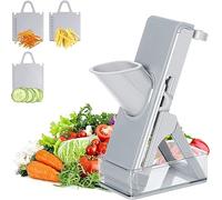 Poligono Mandolina per Verdure Affettatrice Professionale, Mandolina Regolabile Affettaverdure Tagliaverdure Verticale per Cibo, Frutta e Verdura,Grigio