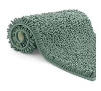Poligono Tappeto Bagno in Microfibra, Tappeto Pelo Lungo 40x60 cm, Tappetini per WC, Morbido, Antiscivolo,Verde acqua