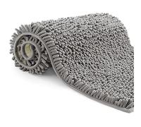 Poligono Tappeto Bagno in Microfibra, Tappeto Pelo Lungo 40x60 cm, Tappetini per WC, Morbido, Antiscivolo,Grigio