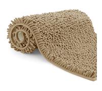 Poligono Tappeto Bagno in Microfibra, Tappeto Pelo Lungo 40x60 cm, Tappetini per WC, Morbido, Antiscivolo,Khaki