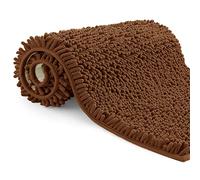 Poligono Tappeto Bagno in Microfibra, Tappeto Pelo Lungo 40x60 cm, Tappetini per WC, Morbido, Antiscivolo,Marrone