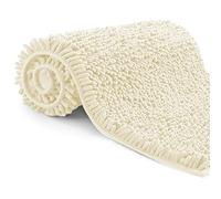 Poligono Tappeto Bagno in Microfibra, Tappeto Pelo Lungo 50x80 cm, Tappetini per WC, Morbido, Antiscivolo,Beige