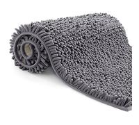 Poligono Tappeto Bagno in Microfibra, Tappeto Pelo Lungo 50x80 cm, Tappetini per WC, Morbido, Antiscivolo,Grigio scuro