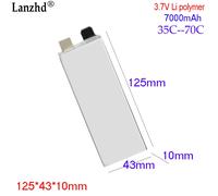 Polimero ad alta velocità da 3,7 V 7000 mAh 70C Per utensili elettrici Alimentatore di avviamento accenditore per automobili inverter 1043125 125 * 43 * 10mm