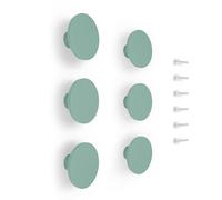 Poliplast - Set da 6 Pomelli, Design a cerchio per Armadio e Cassetti e cameretta bambini, Articolo 1879P, Verniciato a mano, Colore Verde