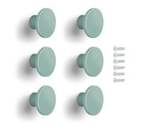 Poliplast - Set da 6 Pomelli, Design a cerchio, per Cucina, Armadio e Cassetti , per Bambini, Verniciato a mano, Colore Verde salvia, Art. 22