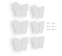 Poliplast - Set da 6 Pomelli, Design farfalla per Armadio e Cassetti e cameretta bambini, Articolo 427F, Verniciato a mano, Colore Bianco