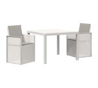 Polipropilene resistente UV per terrazzo e giardino design impilabile 3 | Set da Pranzo per Giardino 3 Pezzi Bianco e Grigio Chiaro PP Pieghevole con Cuscini Esterni Tavolo e Sedie Impilabili per