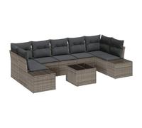 Polirattan grigio set angolare rettangolare 8 pezzi con cuscini | Set Divano da Giardino con Cuscino 8 pcs Grigio polyrattan Salotto Outdoor Rettangolare per Terrazza Patio Balcone