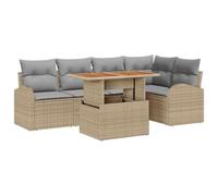 Polirattan Impermeabile Modulare con Contenitore 6 Pezzi Beige Chiaro 58.1 | Set Divano da Giardino 6 pcs Beige Poly Rattan Modulare con Contenitore Impermeabile e Tavolino per Terrazza Patio