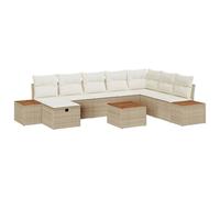 Polirattan modulare con legno acacia relax primavera estate Beige 9 pezzi