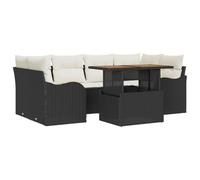 Polirattan nero modulare con contenitore set da esterno 7 pezzi | Set Divano da Giardino 7 Pezzi con Contenitore Impermeabile Poly Rattan Nero Salotto Esterno Modulare