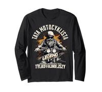 Polish Biker Dad Tata Motocyklista Prezent Dzien Ojca Motor Maglia a Manica