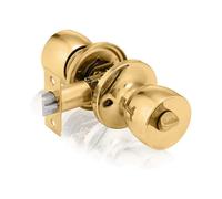 Polished Brass Privacy Knob Set with Tulip Design,Turn Locking Mechanism for Interior Doors,Fits Various Brands