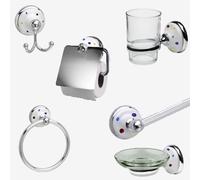 Polished chrome Accessori Bagno White Ceramic Inserti Pois Design