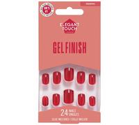 Elegant Touch Polished Colour Nails With Glue Squoval Rich Red 24 Un