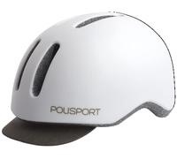 POLISPORT 8740700001 - Casco Commuter Urban city bike per uomo e donna Taglia M regolabile (54-58cm) con visiera e certificazione CE a colori Bianco Opaco/Grigio