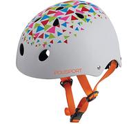 POLISPORT 8741100001 - Urban Radical Triangles Casco da bicicletta per bambini regolabile (53-55 cm) con certificazione CE per ciclismo skateboard pattinaggio a colori Bianco Opaco/Arancio