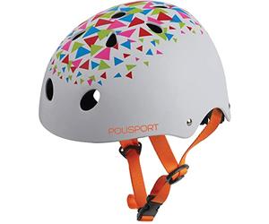 POLISPORT 8741100001 - Urban Radical Triangles Casco da bicicletta per bambini regolabile (53-55 cm) con certificazione CE per ciclismo skateboard pattinaggio a colori Bianco Opaco/Arancio