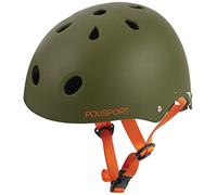 POLISPORT 8741100003 - Casco da bicicletta per bambini Urban Radical Tag regolabile (53-55 cm) con certificazione CE per ciclismo skateboard pattinaggio a colori Verde Opaco/Arancio