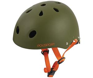 POLISPORT 8741100003 - Casco da bicicletta per bambini Urban Radical Tag regolabile (53-55 cm) con certificazione CE per ciclismo skateboard pattinaggio a colori Verde Opaco/Arancio