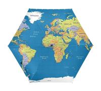 Politico - Carta da parati con mappa del mondo UV50+, grande ombrello buono per auto, golf e difesa UV in movimento grandi ombrelli per pioggia apertura automatica